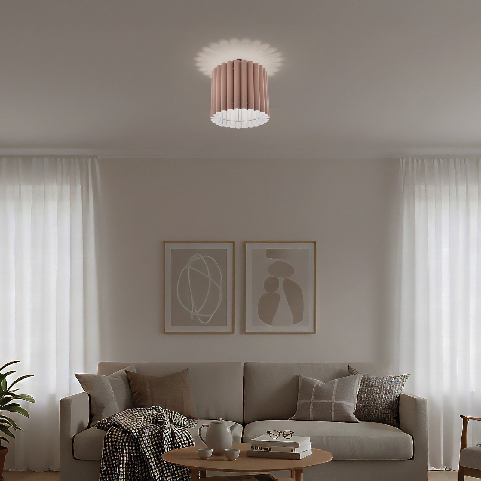 Lampa sufitowa Aria, capucino, mikrofibra, E27