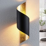 Lindby wandlamp Vanni, zwart/goud, metaal, hoogte 57cm