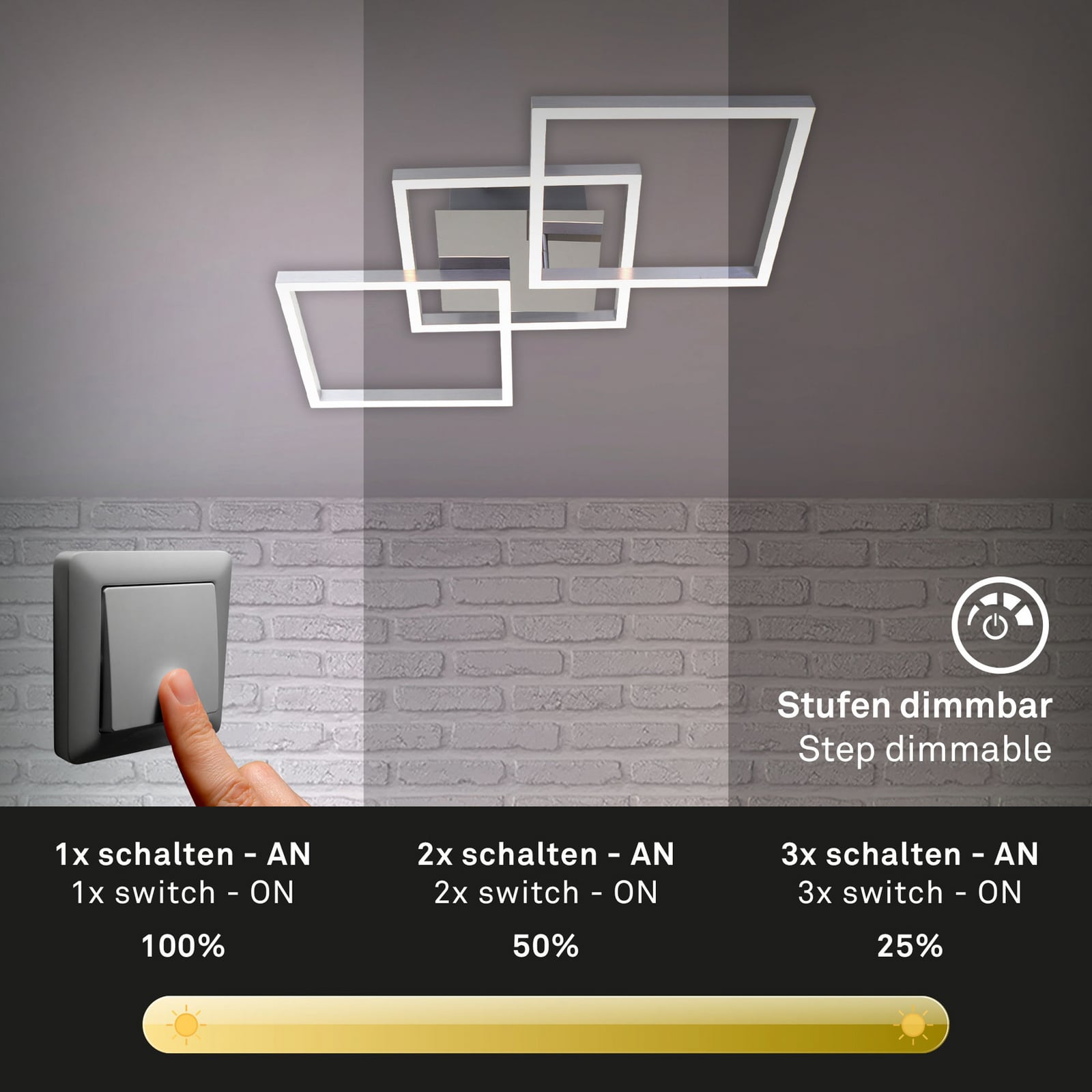 LED stropní světlo Frame step-dim chrom 76x37cm LED stropní světlo Frame step-dim chrom 76x37cm