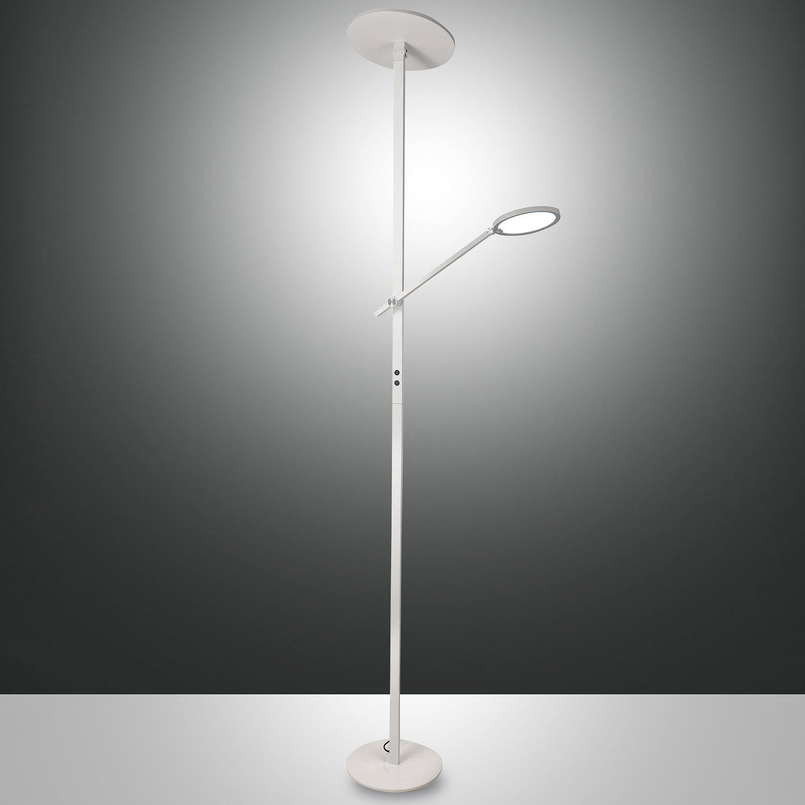Regina LED floor lamp with reading arm, 2-bulb, dimmable