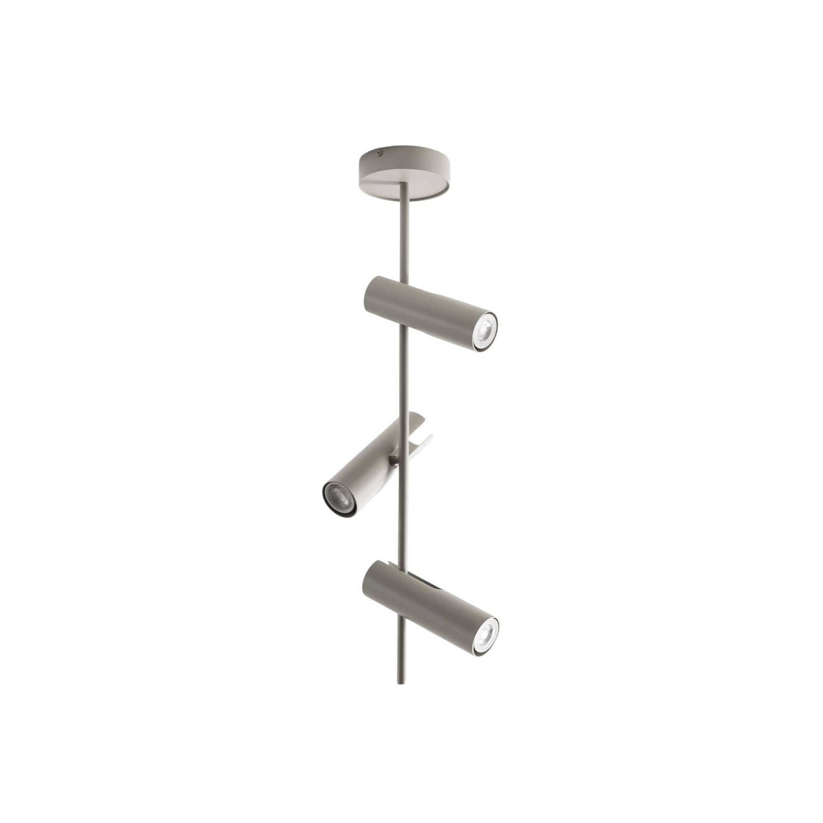 Deckenspot Leda 3, taupe, 3-flammig, Stahl, GU10, Höhe 76 cm