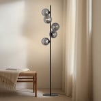 Lindby Stehleuchte Orbelia, schwarz, 5-flammig, Glas