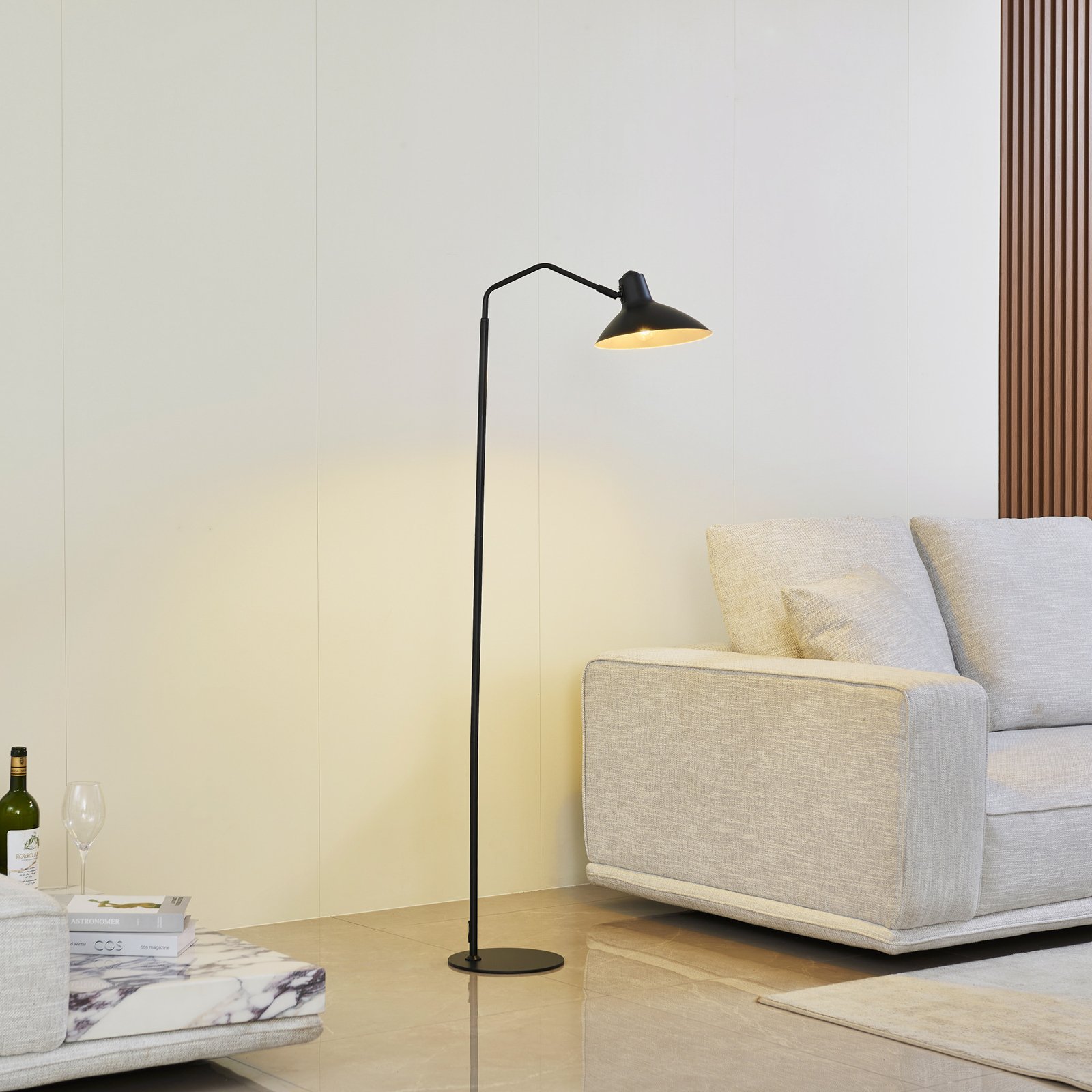 Lindby Adrik floor lamp, black, metal