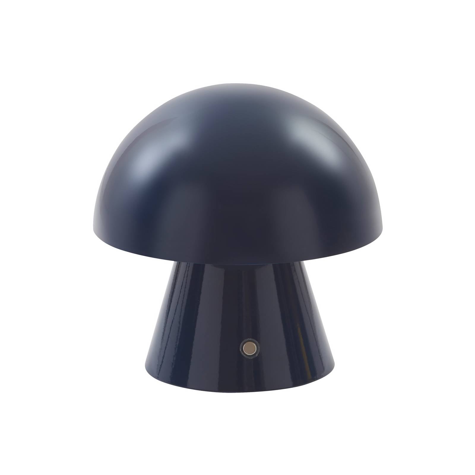 Lindby LED-Akkutischlampe Nevijo, blau, Ø18cm, USB, Dimmer