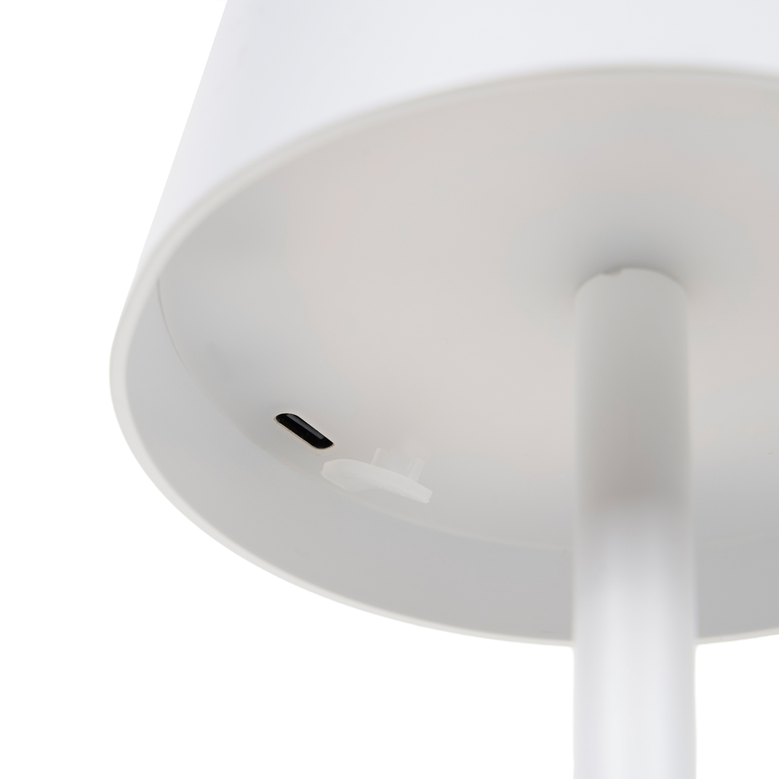 Lindby Janea stolová LED lampa s batériou, biela