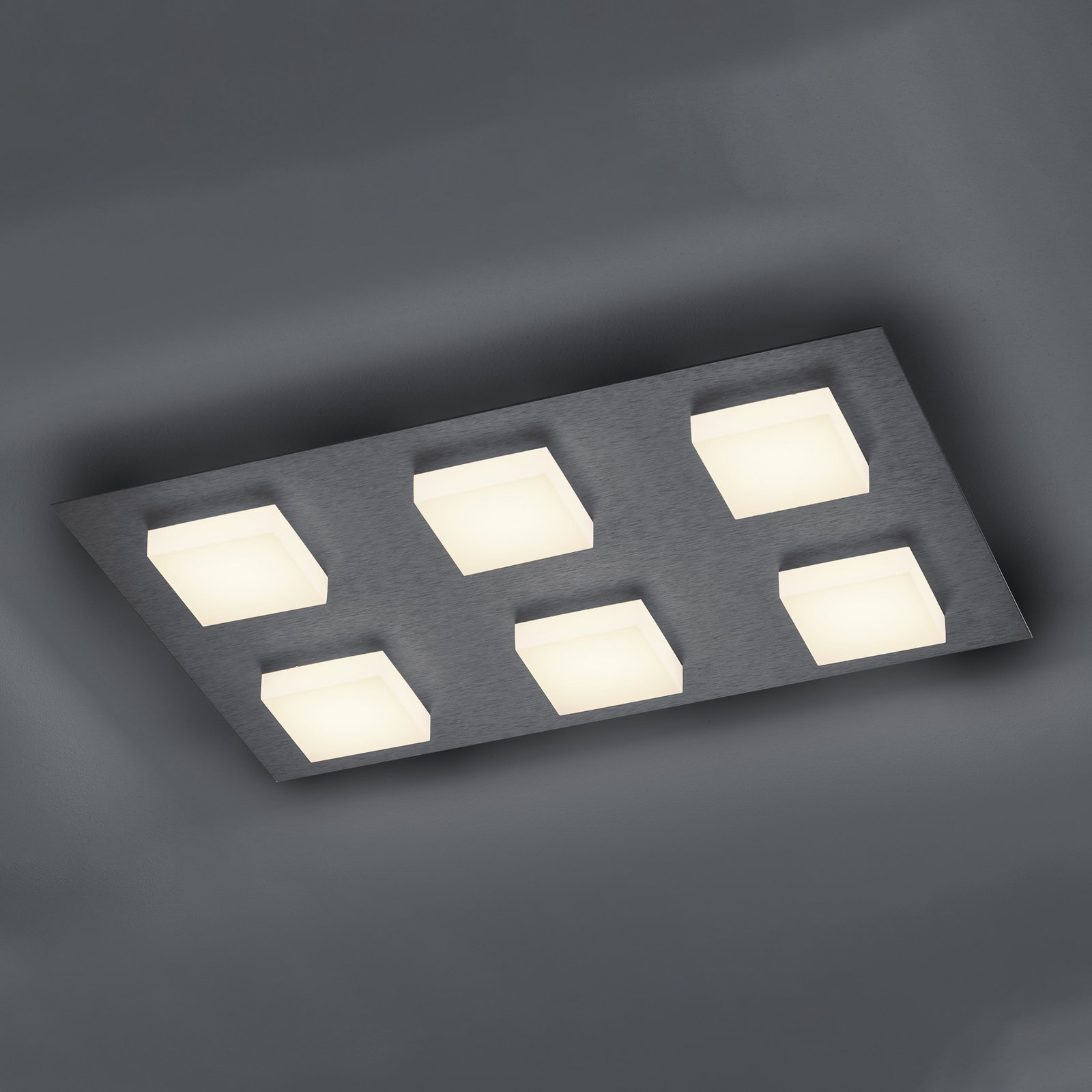 BANKAMP Luno LED ceiling light 6-bulb anthracite