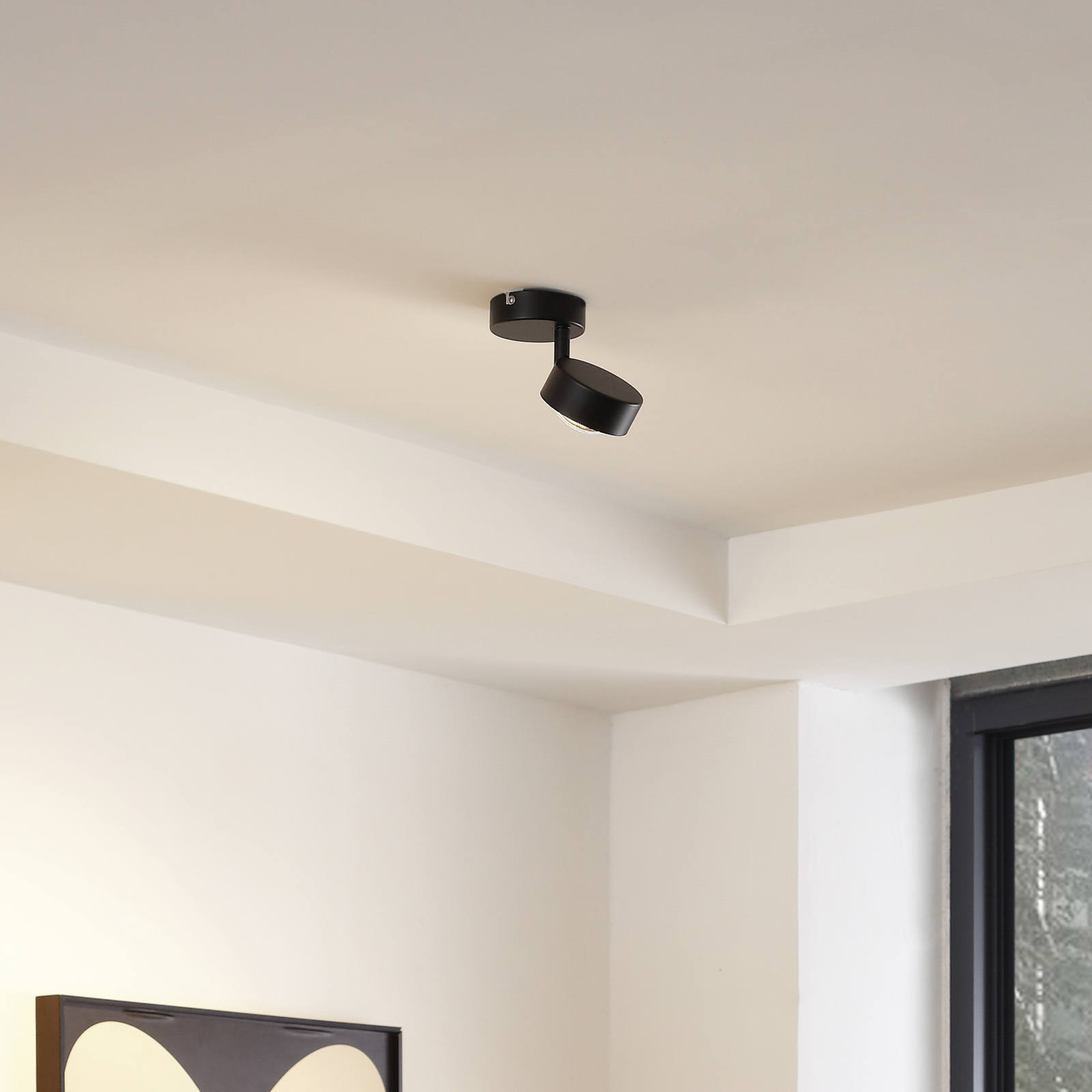 Candeeiro de teto Lindby Jyla, 1 lâmpada, preto mate