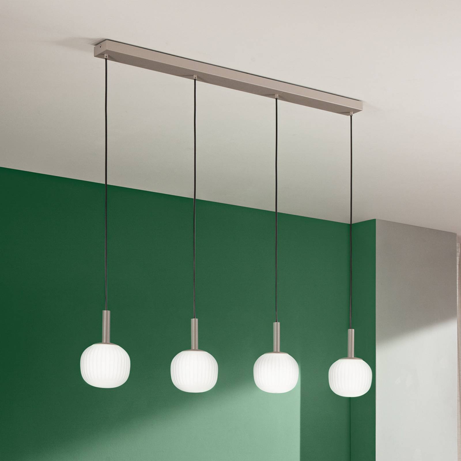 Luce Ambiente Design Hänglampa Eris, längd 114 cm, brun/vit, metall/glas, 4 lampor