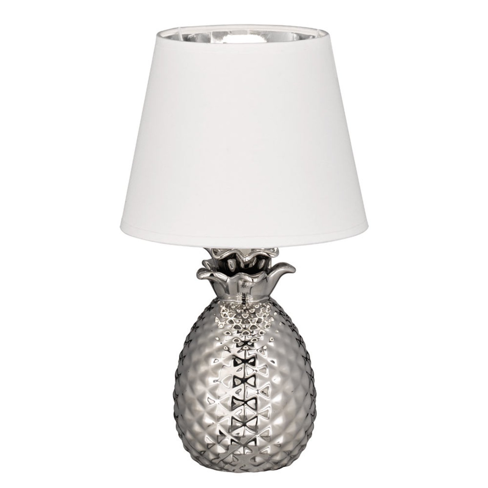 Dekorativ bordlampe Pineapple i keramikk, sølv