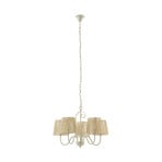 Lampadario Eugenia, a 5 luci, cavo, Ø 65 cm, beige, E14 - Lucande