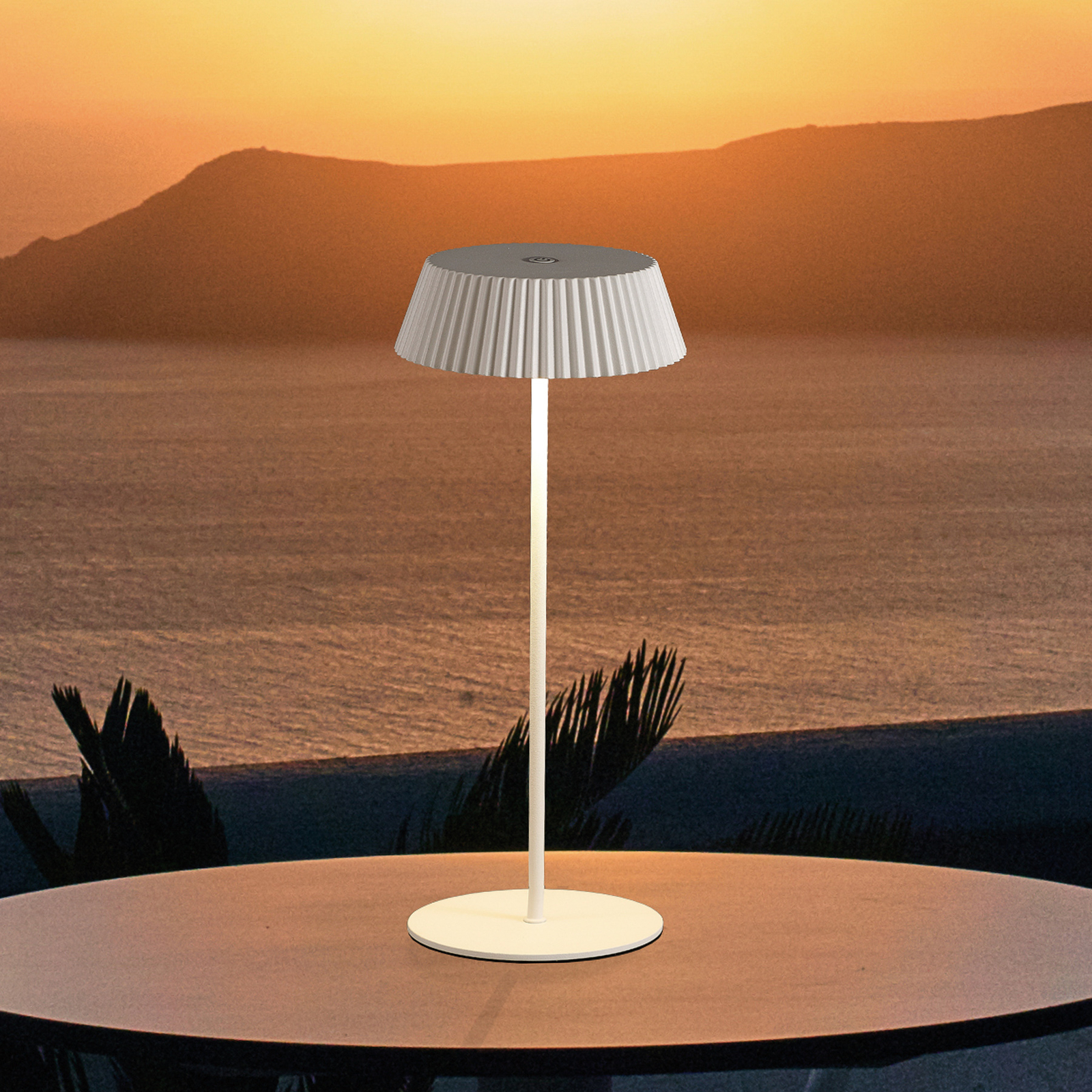 Relax LED-bordslampa med sockel, vit, batteridriven, IP54