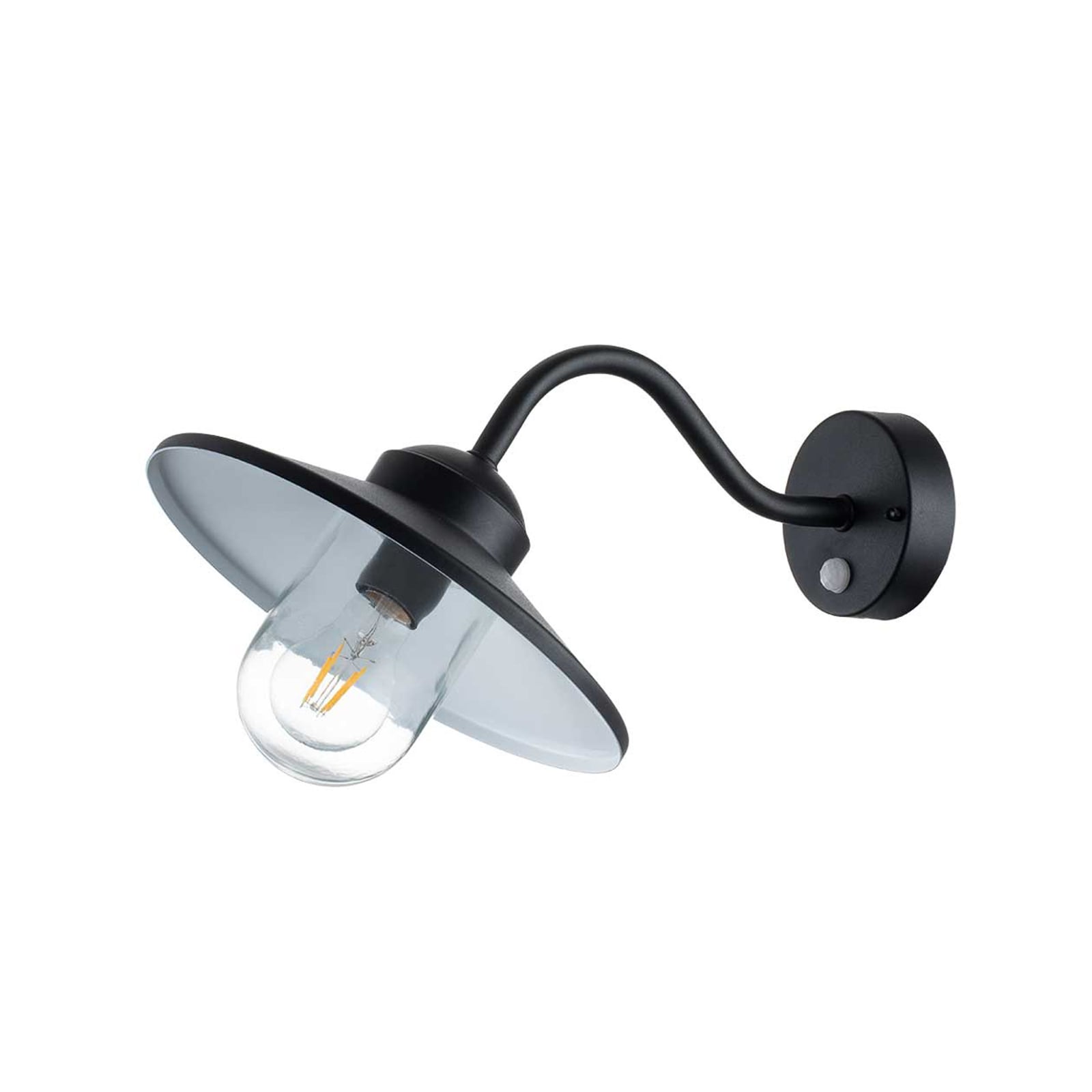 Candeeiro de parede exterior Klampenborg, preto, com sensor, IP44 - Elstead