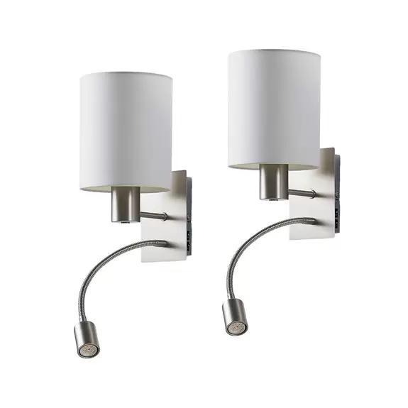 Lampenwelt Lindby Shajan Stoffwandlampe LED-Leselicht 2er-Set