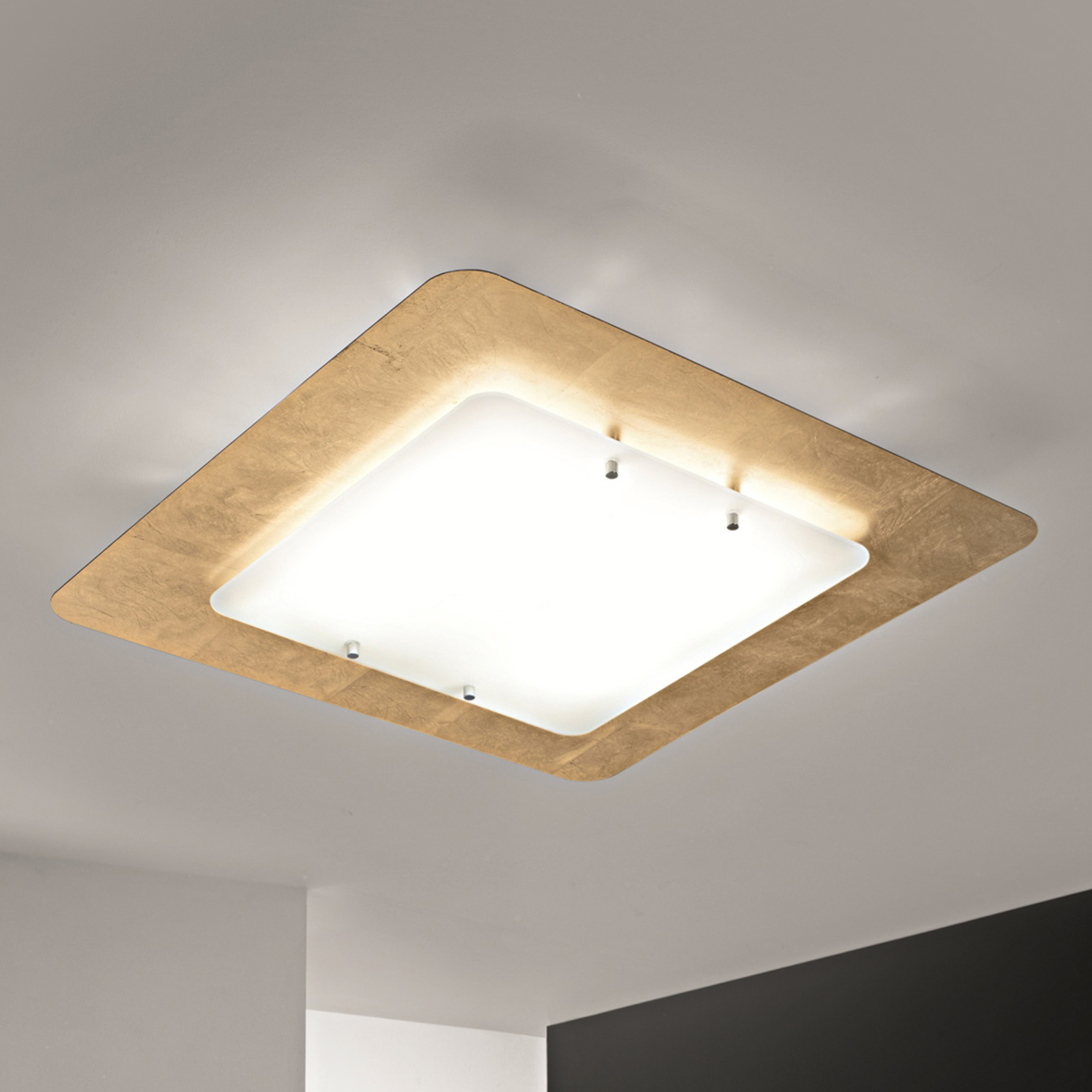 Pop-Up ceiling light, gold leaf frame, 32 x 32 cm