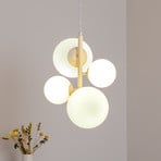 Dione pendant light, opal/cream, 4-bulb