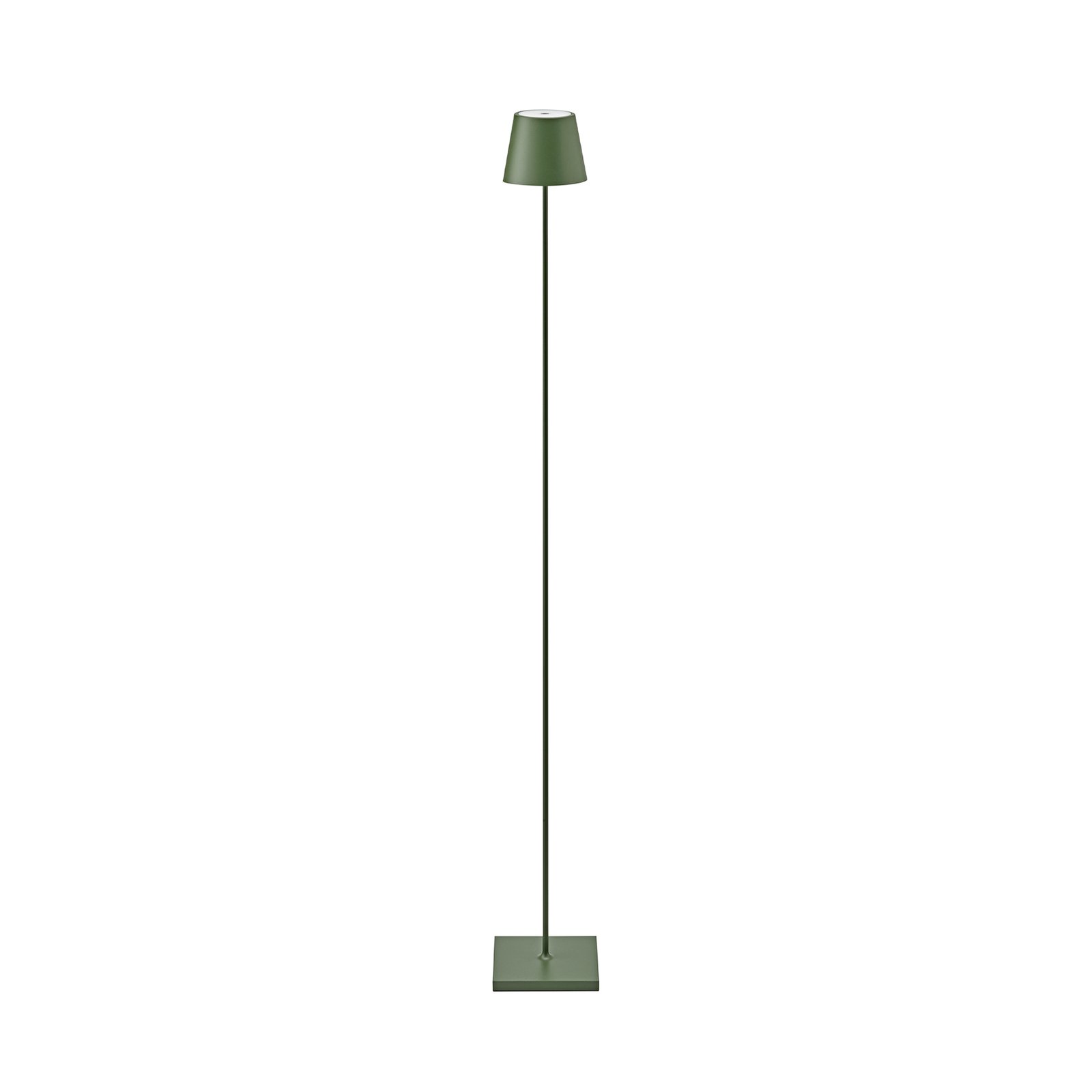 Lámpara de pie LED recargable Nuindie IP54 120 cm redonda USB-C abeto verde