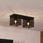 Stropní svítidlo Piedritas, dvě černá čtvercová stínidla