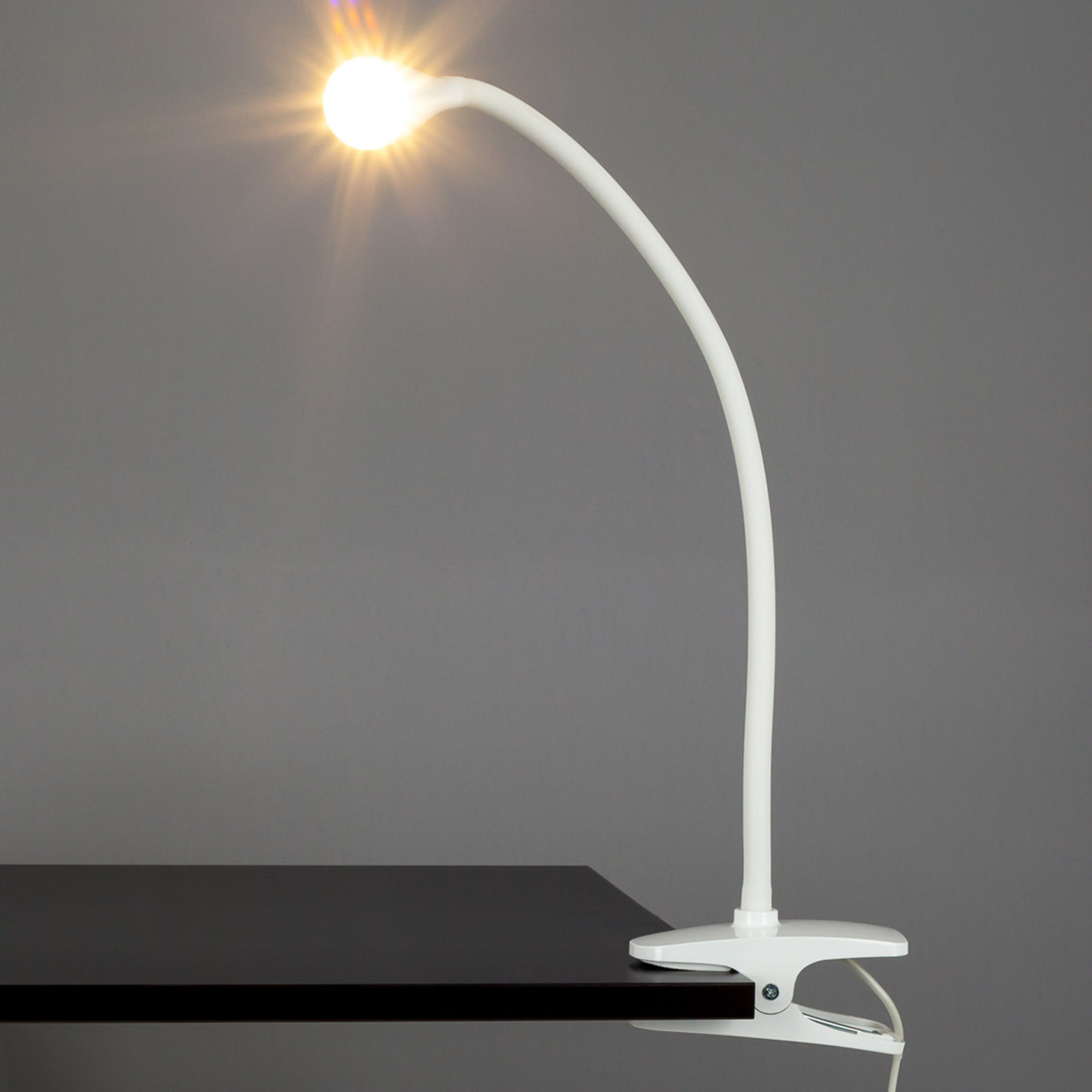 Baris, Narrow LED Clip-on Lamp in White