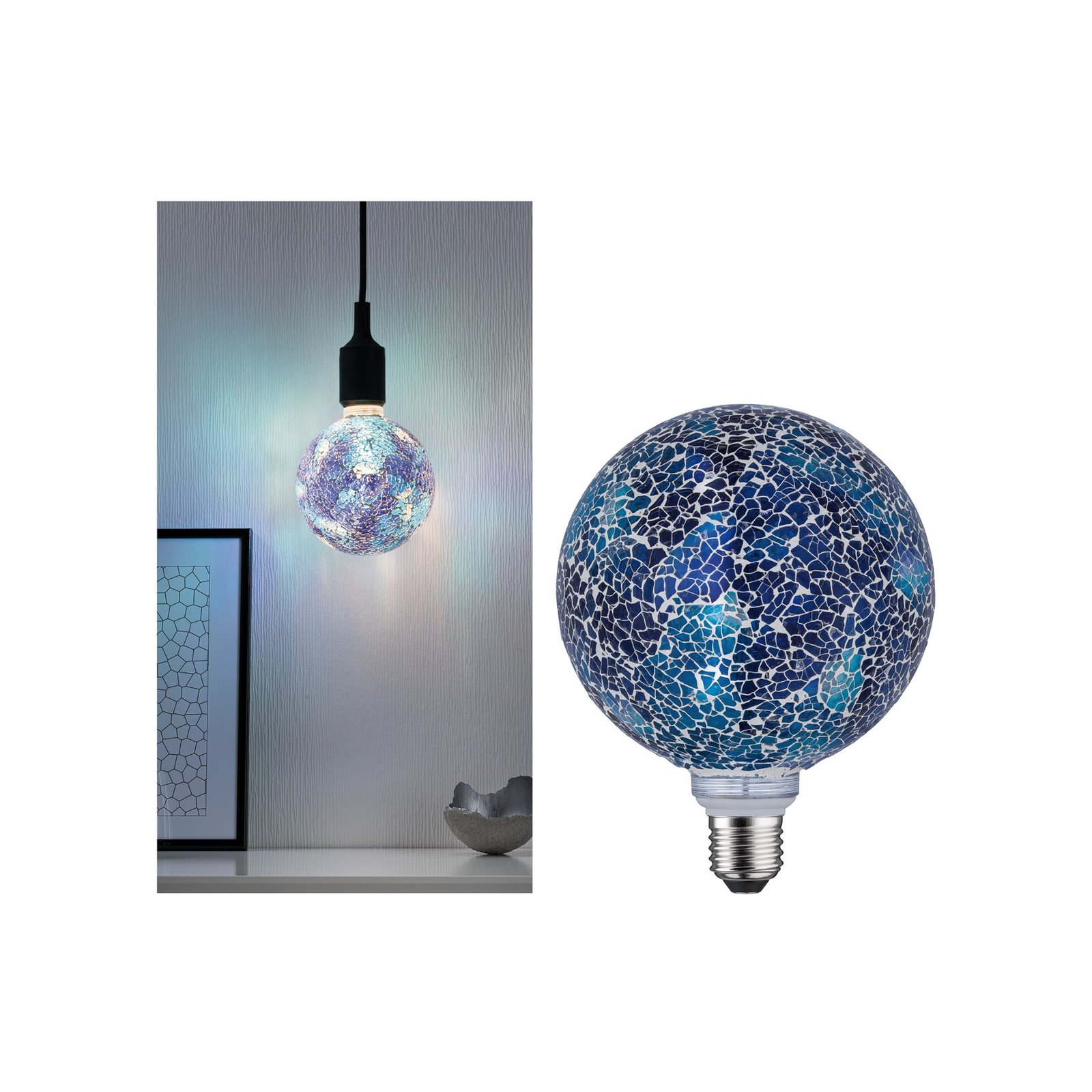 Paulmann E27 LED-pallo 5W Miracle Mosaic sininen