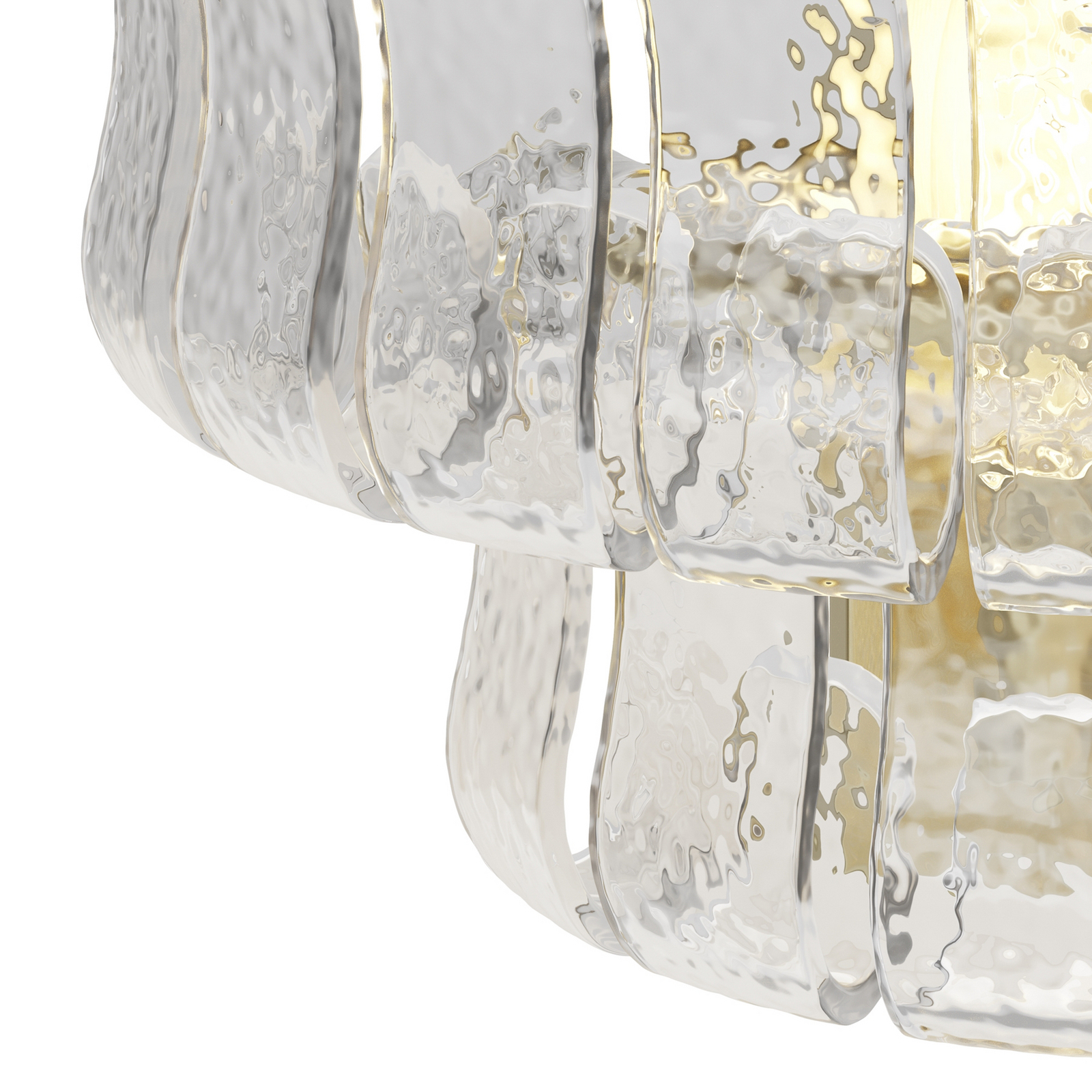 Vegglampe Boulder, gjennomsiktig/gull, glass, høyde 28 cm, E14