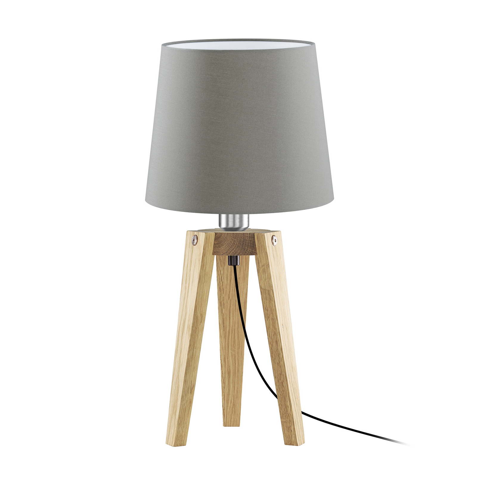 HerzBlut Anni table lamp, natural knotty oak/taupe