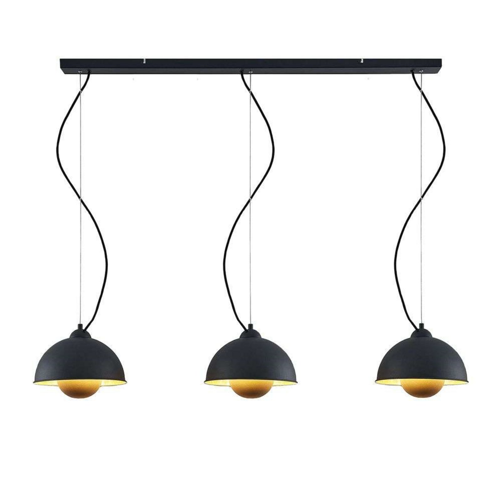 Gretja 3 Candeeiro Suspenso Black/Gold - Lindby