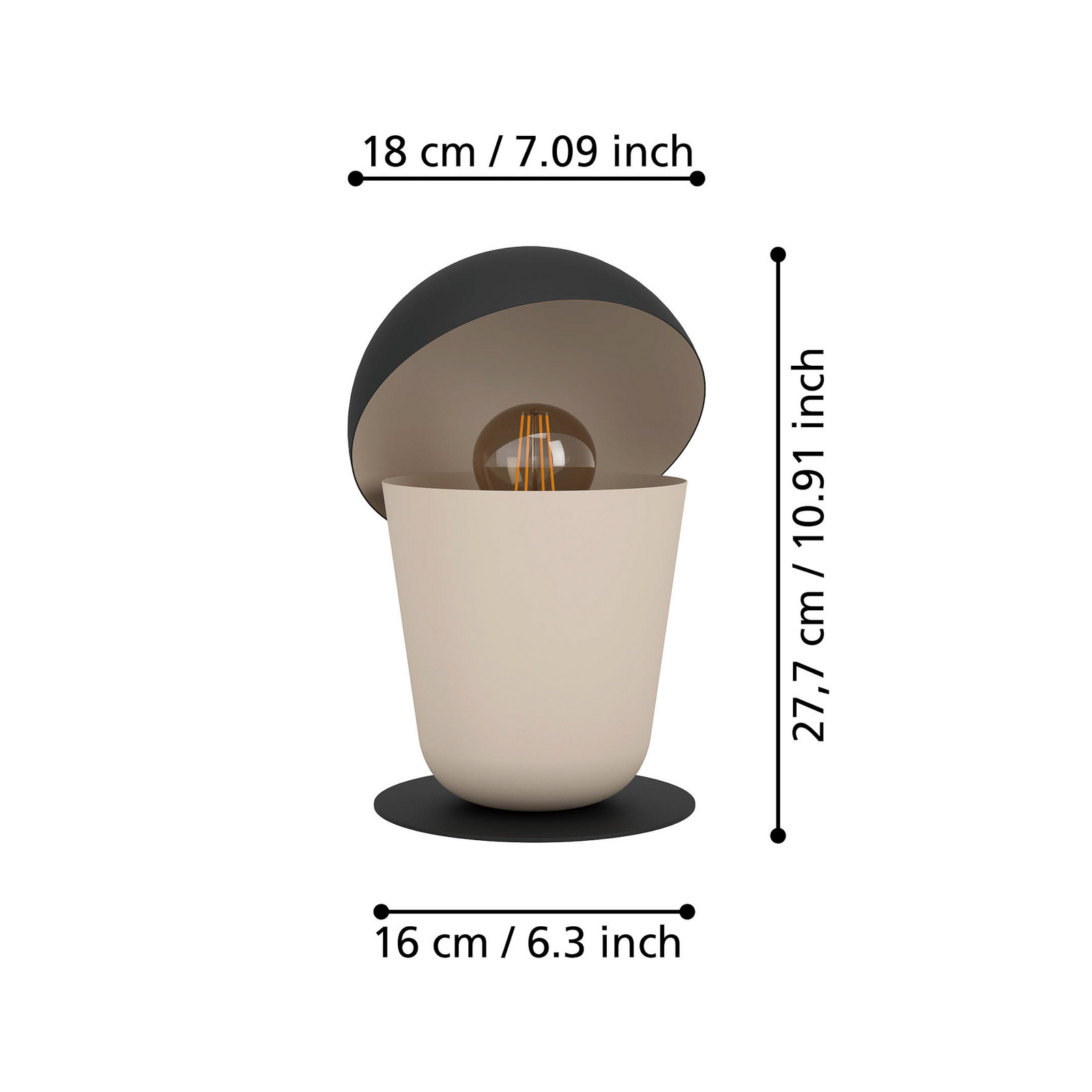 Настолна лампа Batabano с капак, пясъчен цвят/черно Настолна лампа Batabano с капак, пясъчен цвят/черно