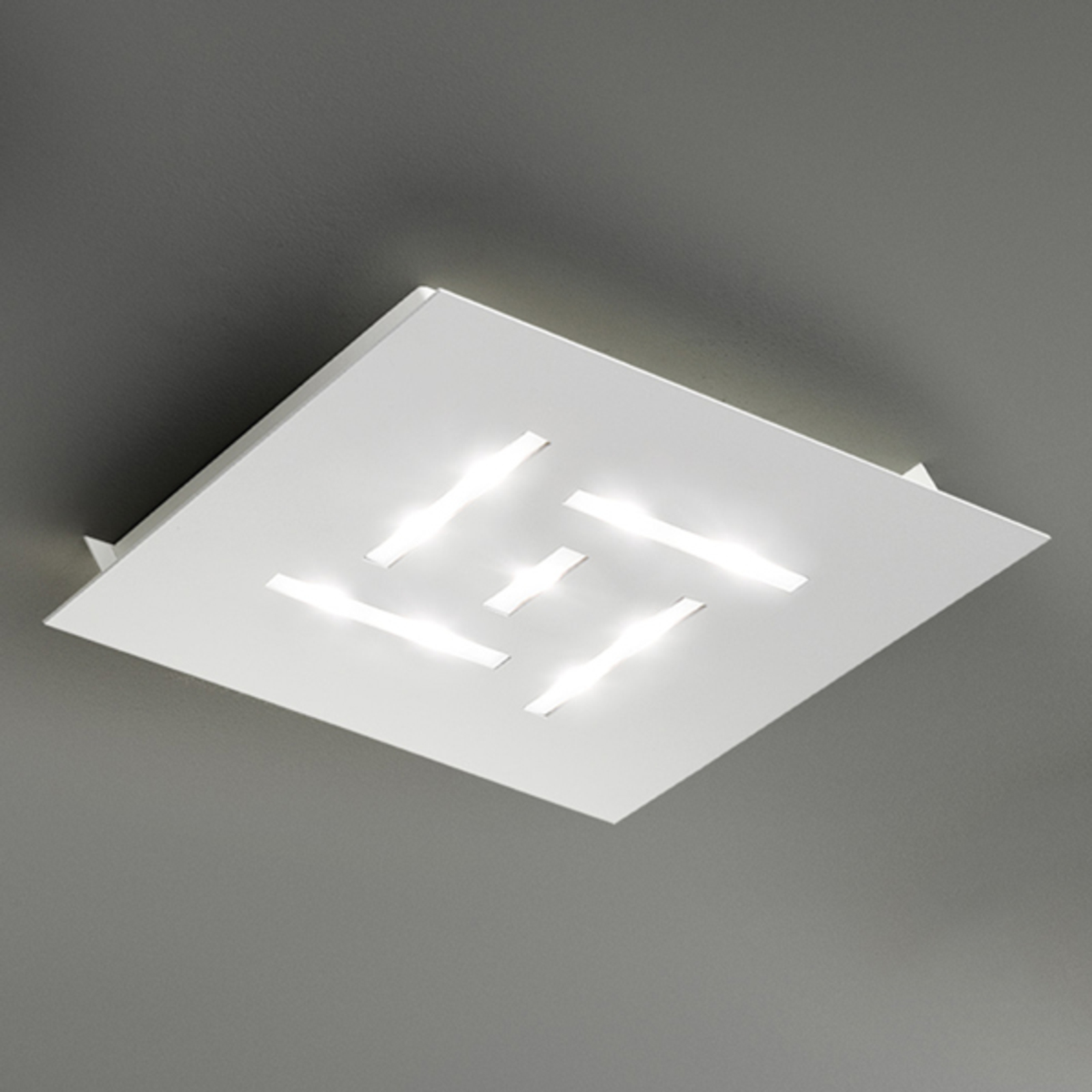 BRAGA Ultra-flat LED ceiling light Pattern, white, for Living / Dining Room, metal, plastic, 19 W, energy efficiency: A+, L: 35 cm, W: 35 cm, H: 3.5 cm