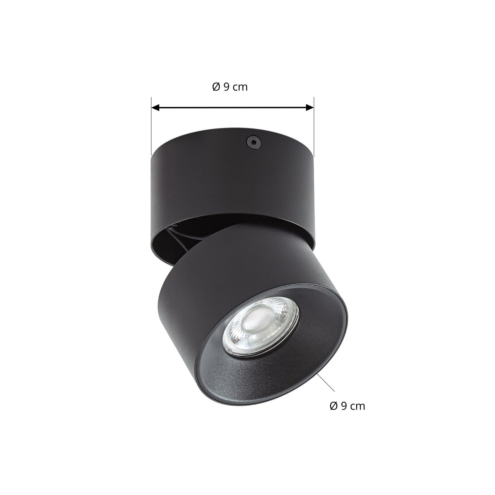 Reflektor Rotari basic, 1-punktowy, czarny, Ø 9 cm, GU10 – PRIOS