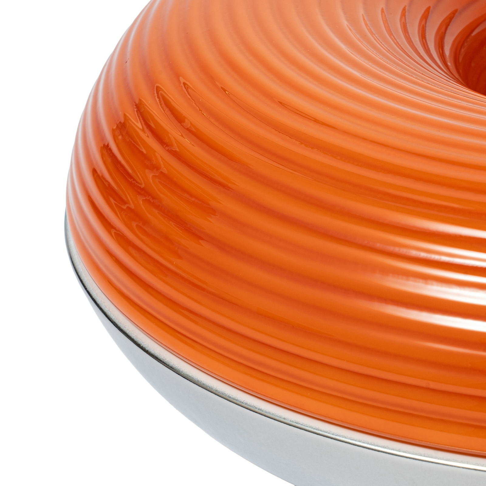 Lindby LED-Tischleuchte Fjora, orange/chrom, Ø 30cm, dimmbar