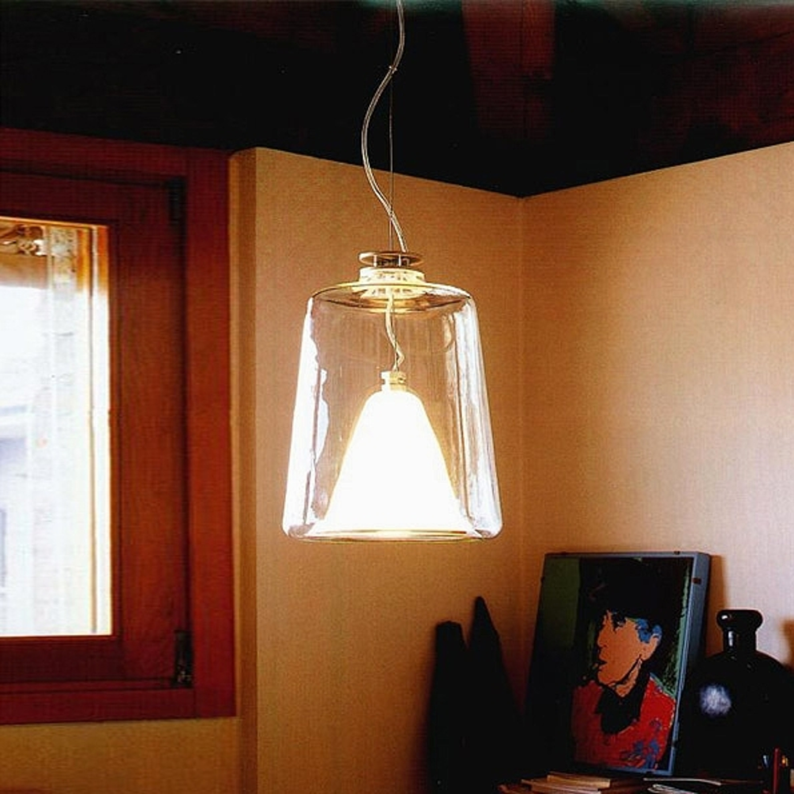 Oluce Lanterna - hängande lampa i Murano-glas