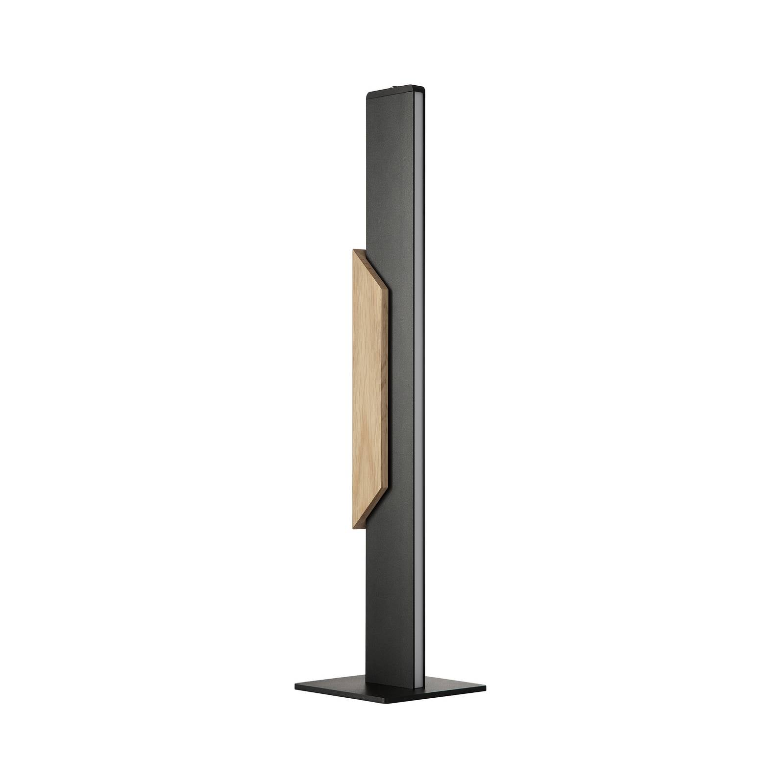 LED-Tischlampe Arcus, schwarz/braun, Höhe 56 cm, Metall/Holz