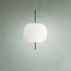 kdln Hængelampe Kushi, sort/hvid, Ø 16 cm, glas
