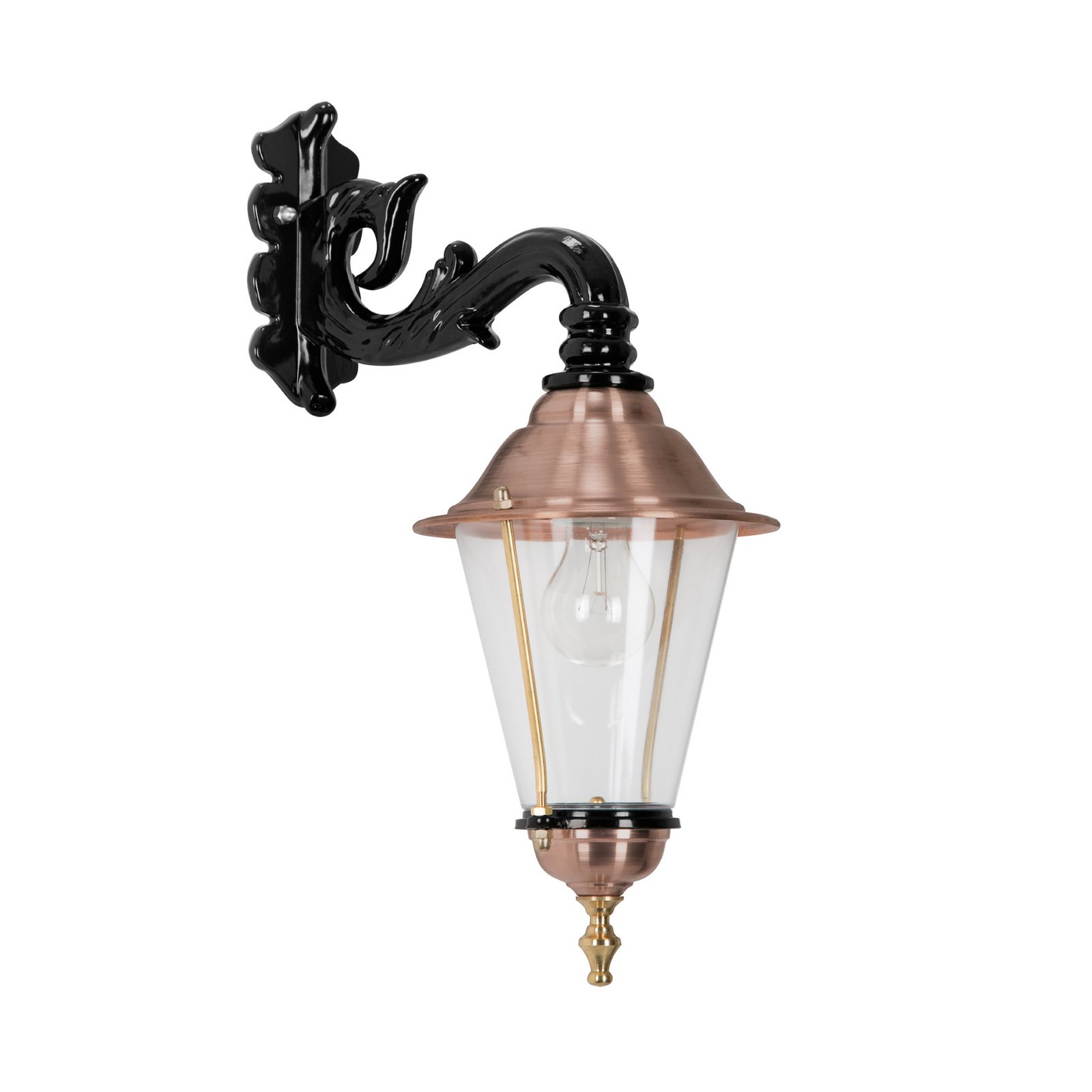 Hoorn - Buitenwandlamp, fitting onderaan, zwart