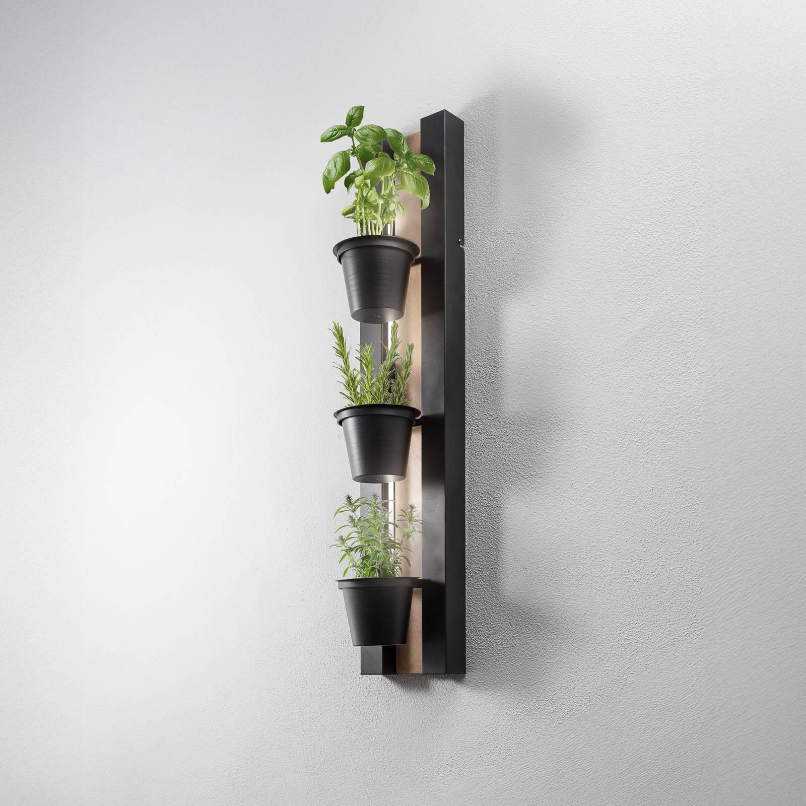 Wandleuchte Shelf, schwarz/holzfarben Stahl Holz, 90cm hoch günstig online kaufen