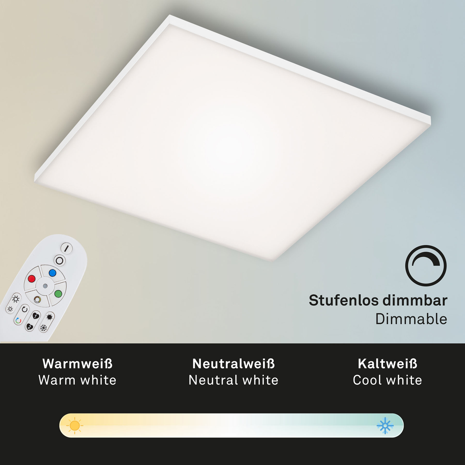 Plafoniera LED Frameless RGBW, quadrato