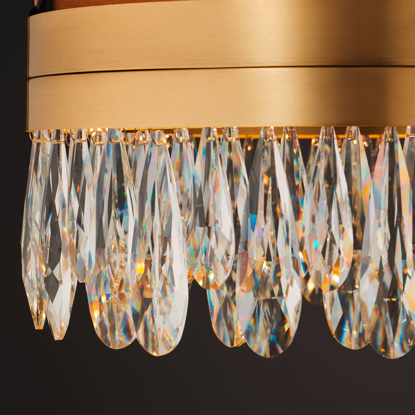 LED-Deckenlampe Celestia, Ø 40 cm, messingfarben, Kristall günstig online kaufen