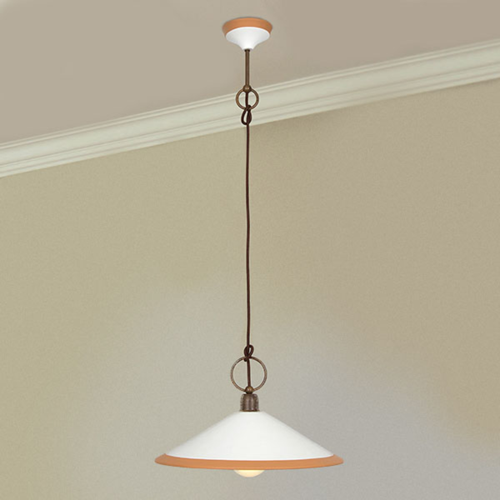 Hængelampe 4560/S41, brun, hvid, okker