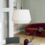 Závesná lampa Dicte, ručne viazaná, Ø 40 cm, biela