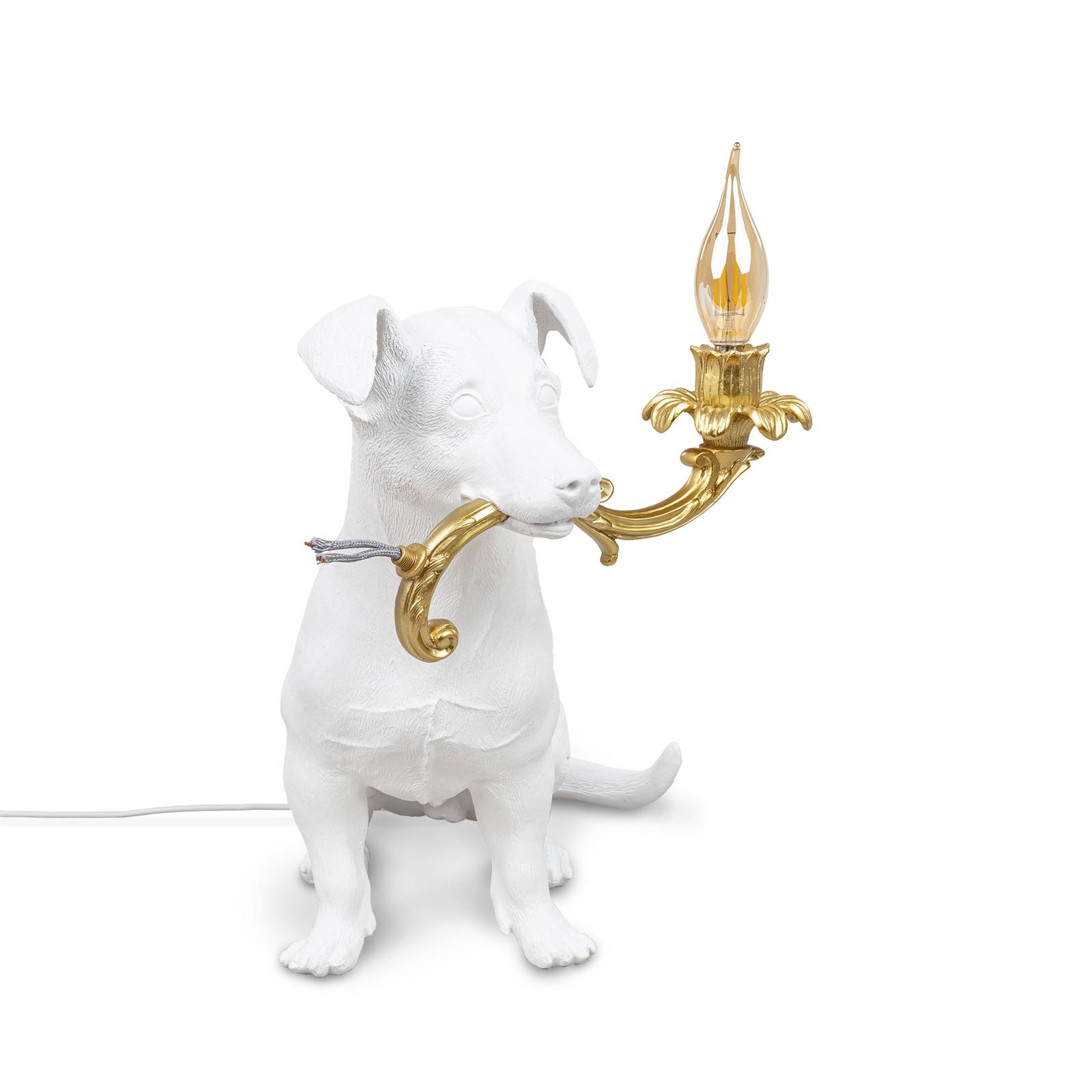 LED dekor asztali lámpa Rio, fehér kutya
