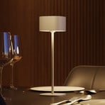 Calex LED-Akku-Tischleuchte Serino, sand, Aluminium, 2.700 K