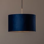 Monaco hanging light with a blue velvet shade