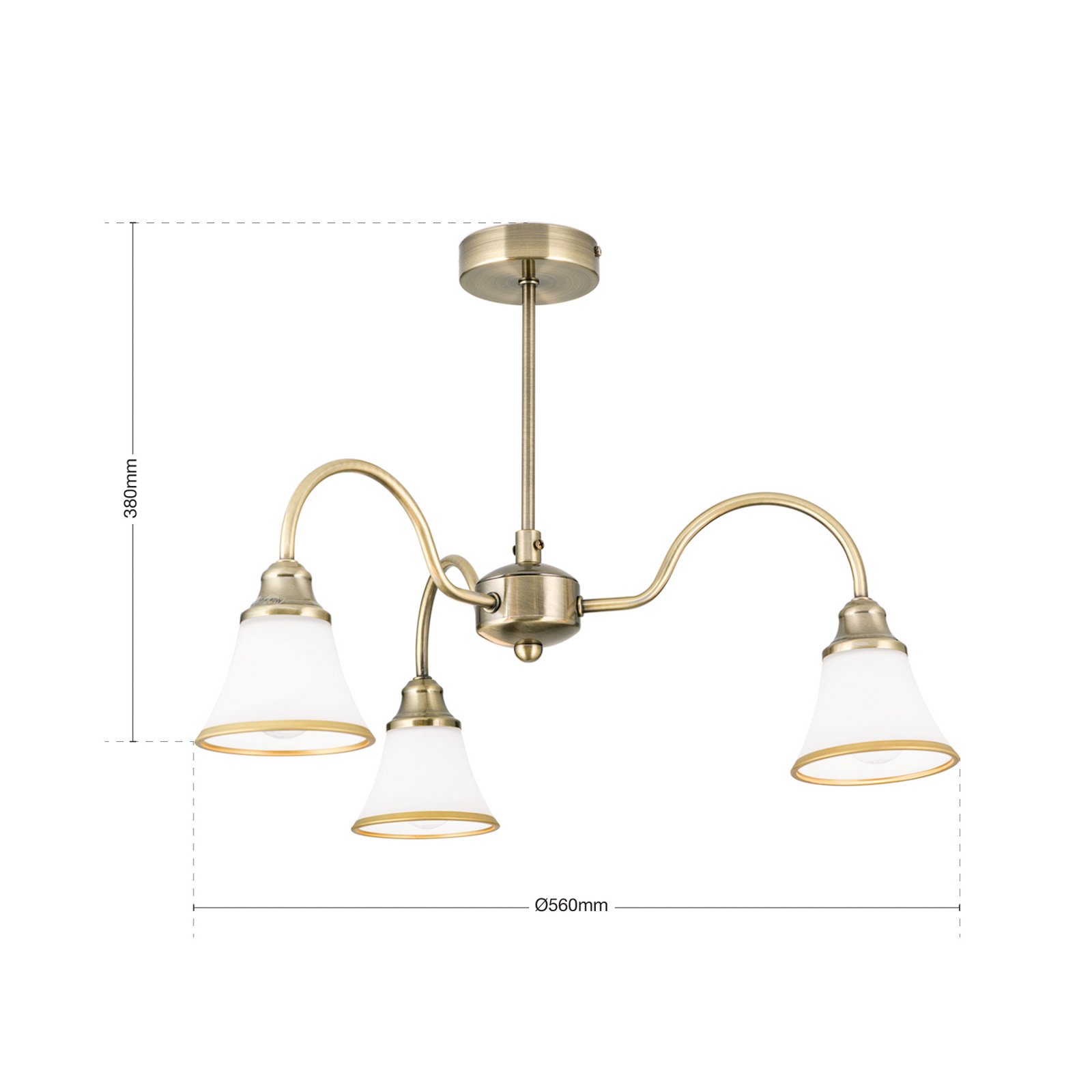 Tilda Ceiling Light Three Bulbs Old Brass Look