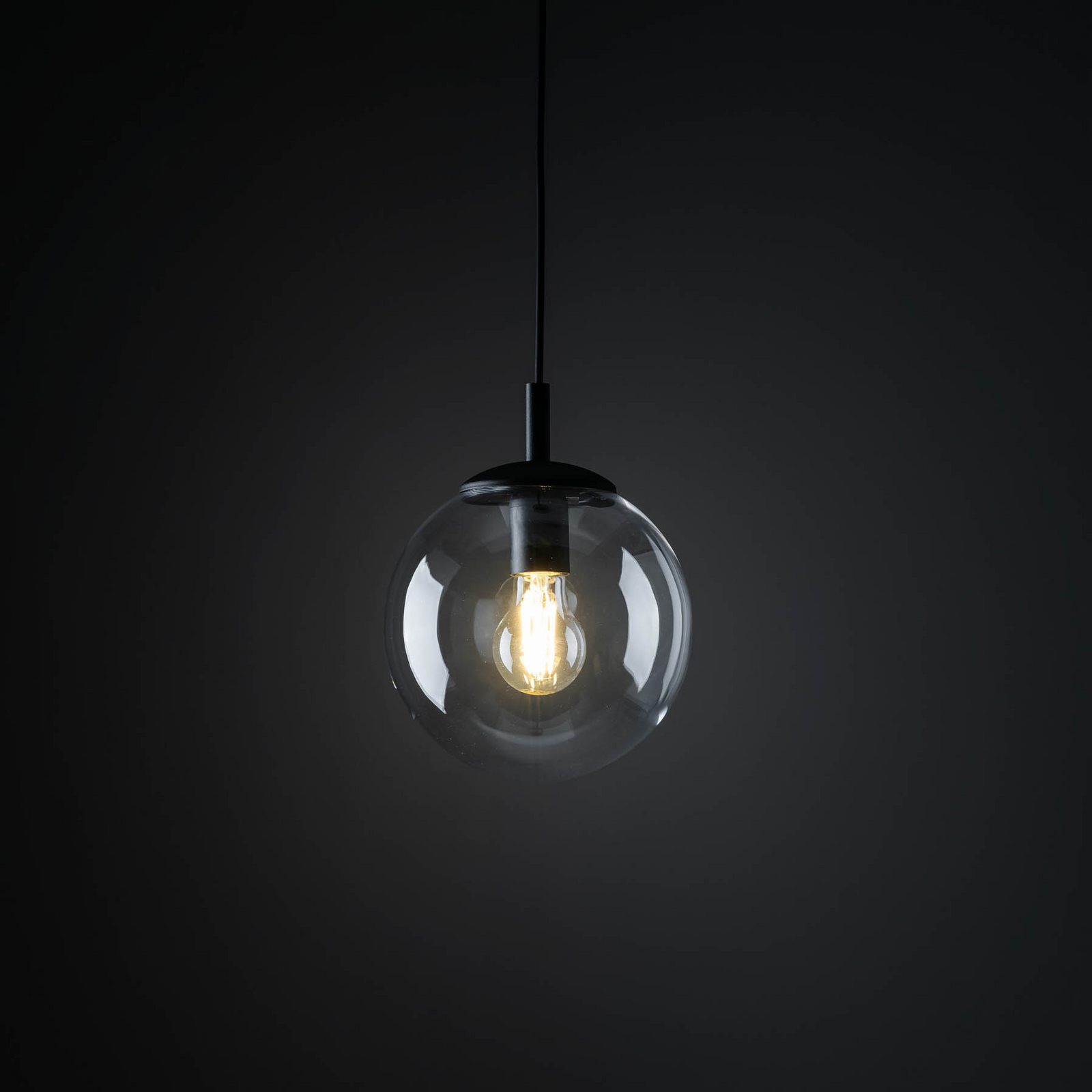 Lampada a sospensione Esme, Ø 30 cm, trasparente, vetro, sfera, E27