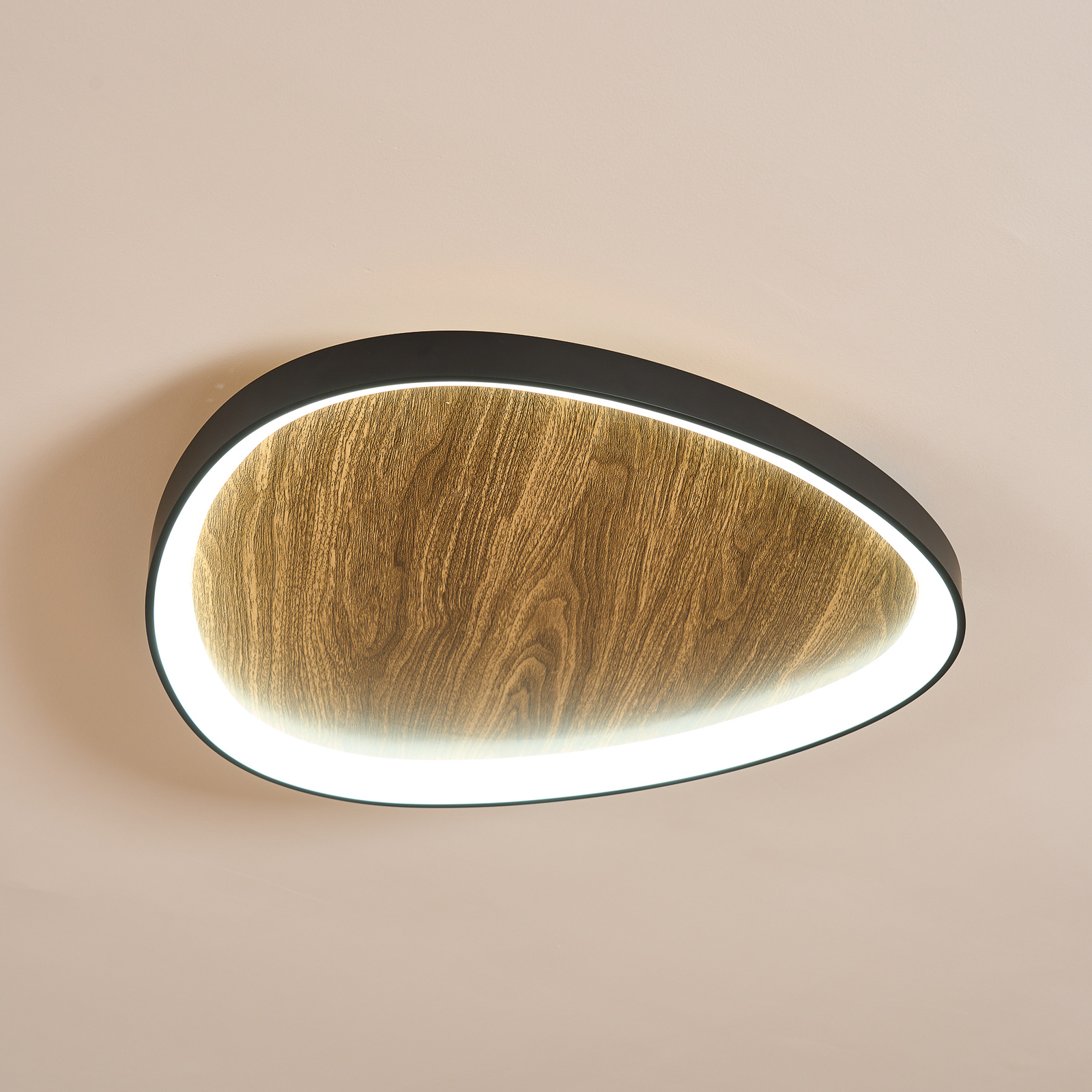 Nástenné svietidlo Bezi LED, svetlé drevo, Ø 65 cm, drevo, CCT