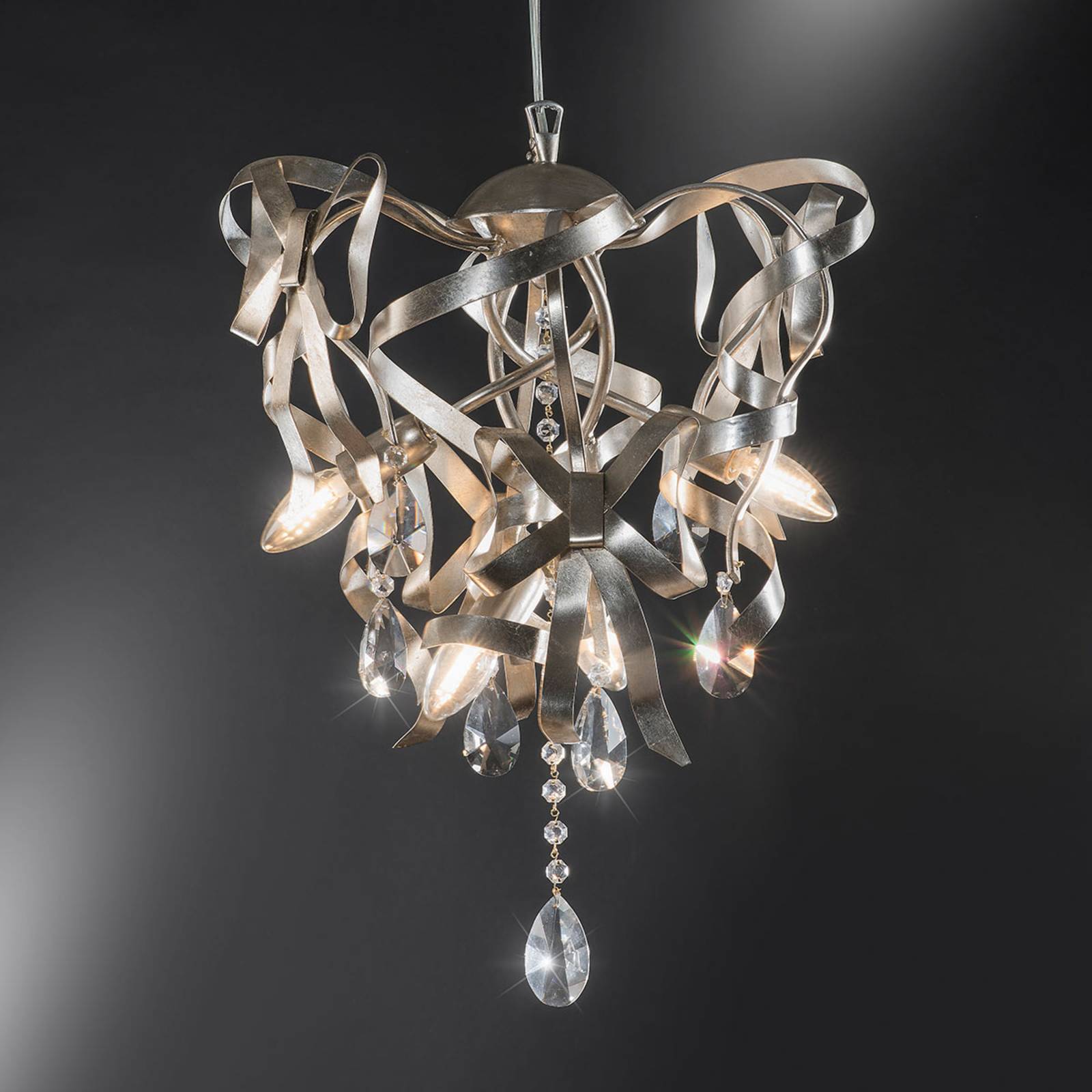 Ferro Luce Suspension 21/4 S feuille d’argent et cristaux