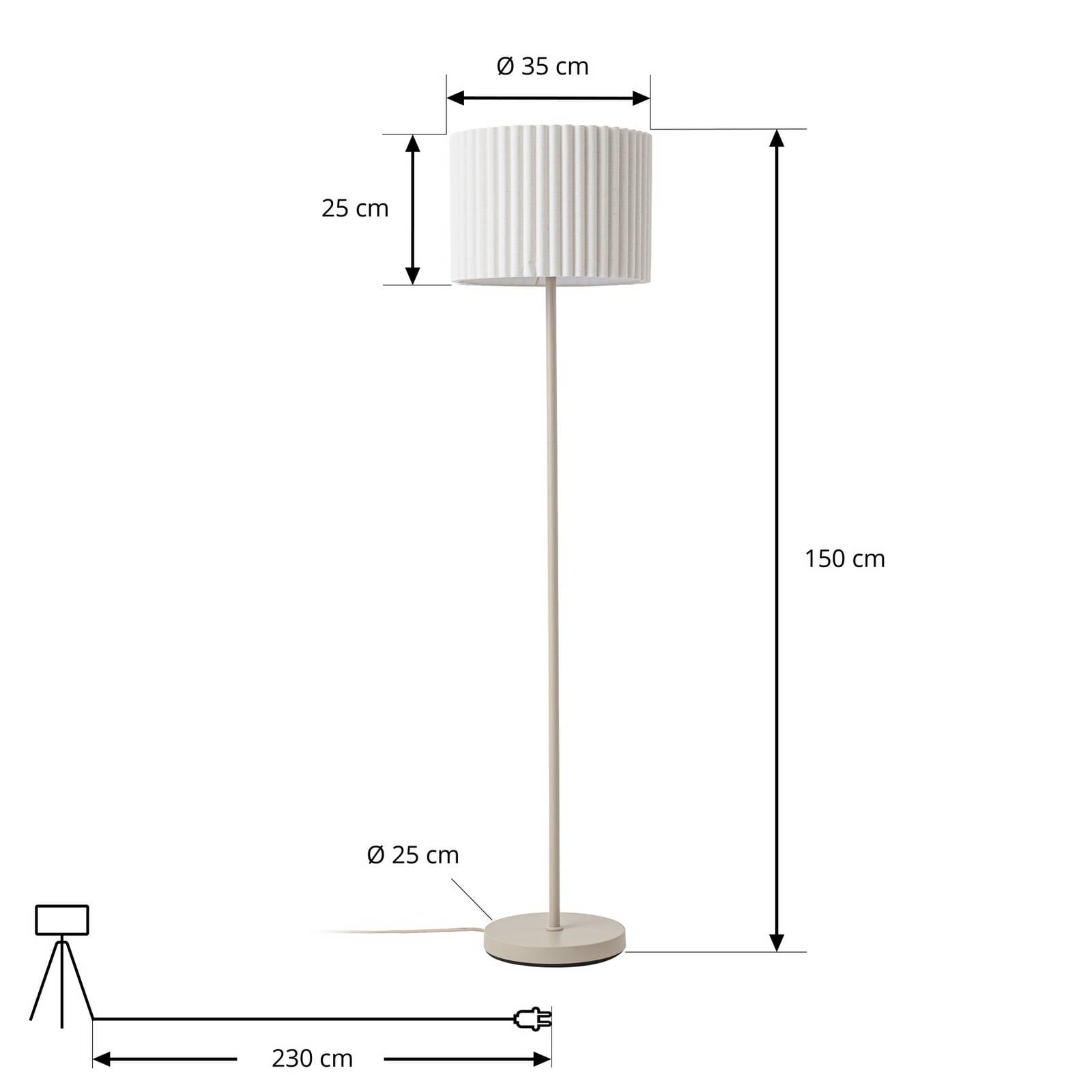 Lampa stojąca Lindby „Libbie”, beżowa, wysokość 150 cm, len, E27