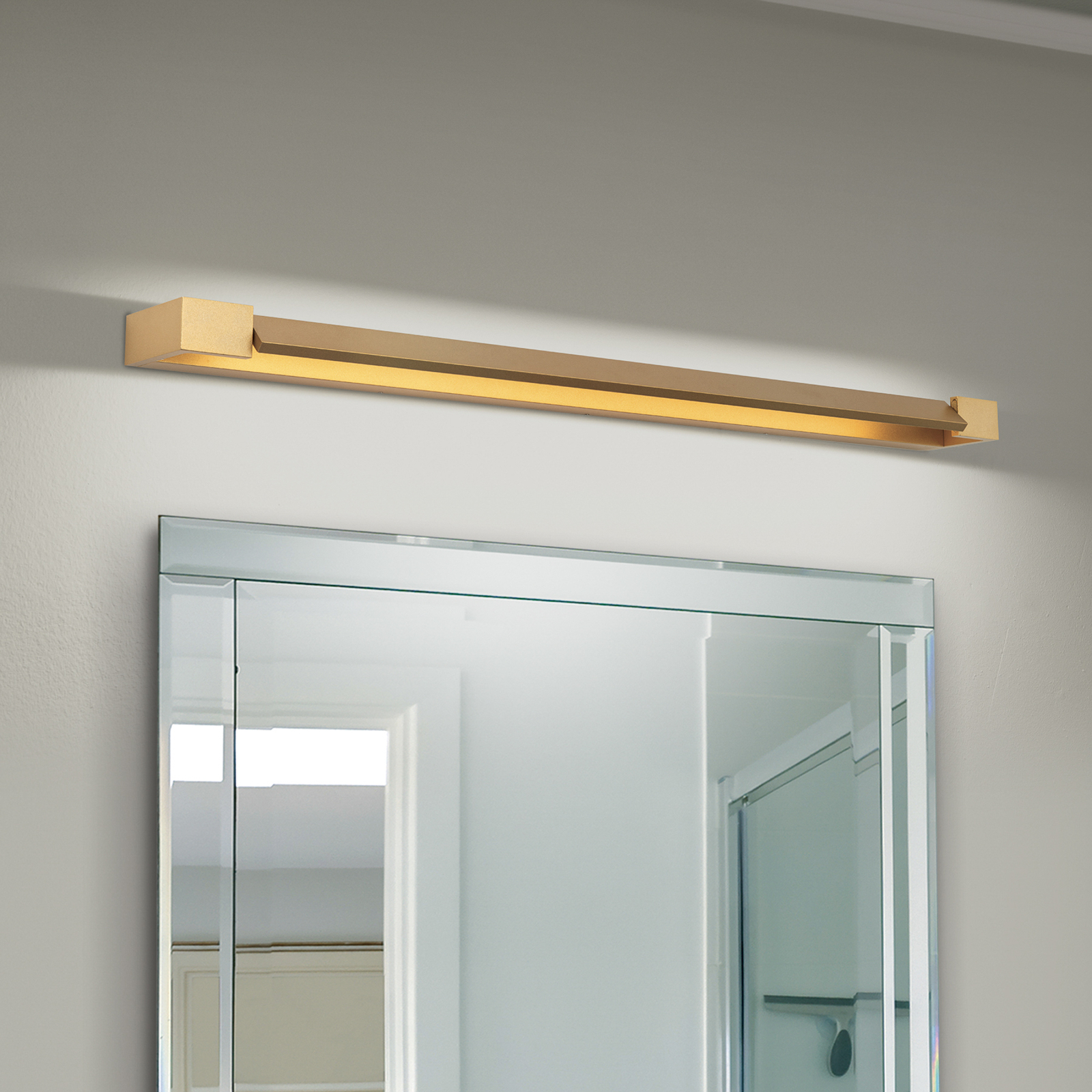 Aplique para baño Marylin LED, longitud 90 cm, dorado, aluminio