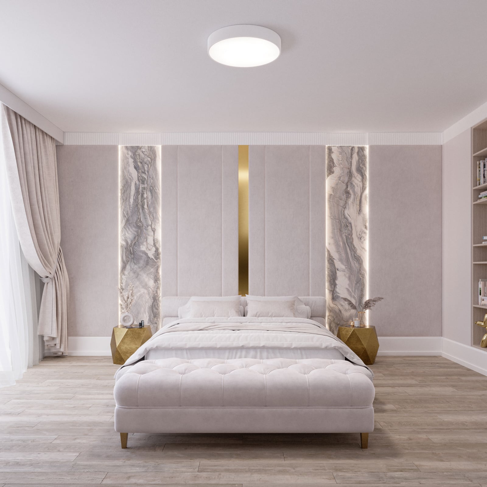 Stropné svietidlo Cleo 300, biele, senzor, IP20, Ø 30 cm, kov