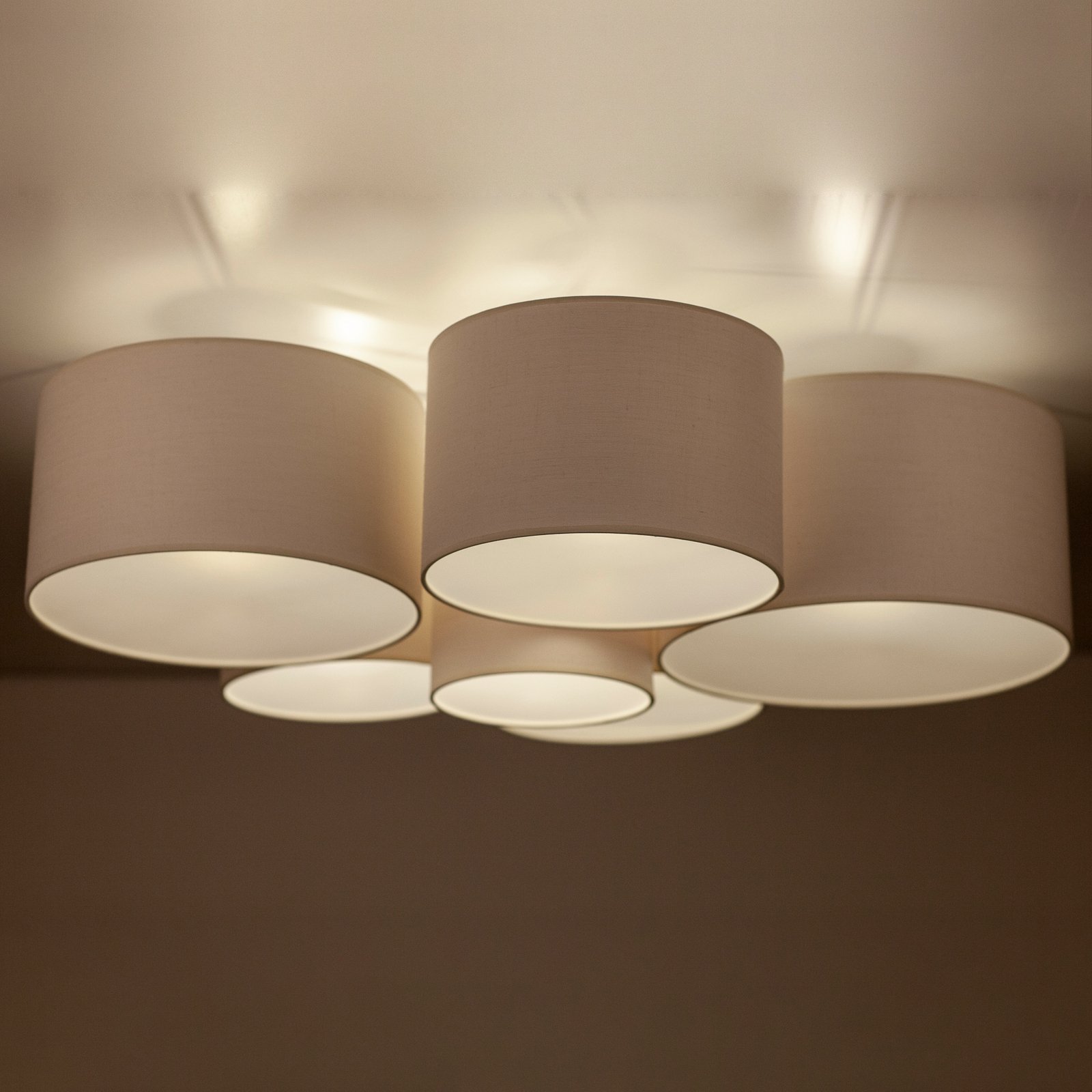 Euluna Lodge plafondlamp, 6-lamps, beige